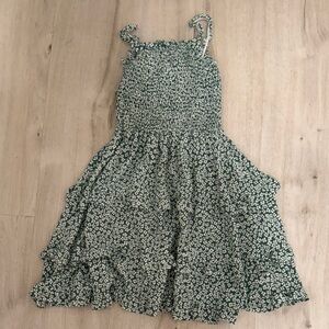 Charming Green Floral Kids Dress